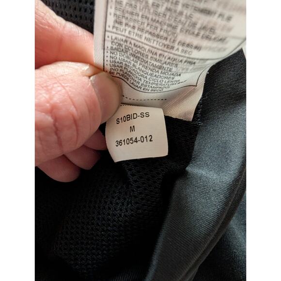 Nike Team Black Full Zip Jacket Sweater M White Stripe Logo Mock Neck Nike Fit - Picture 6 of 7